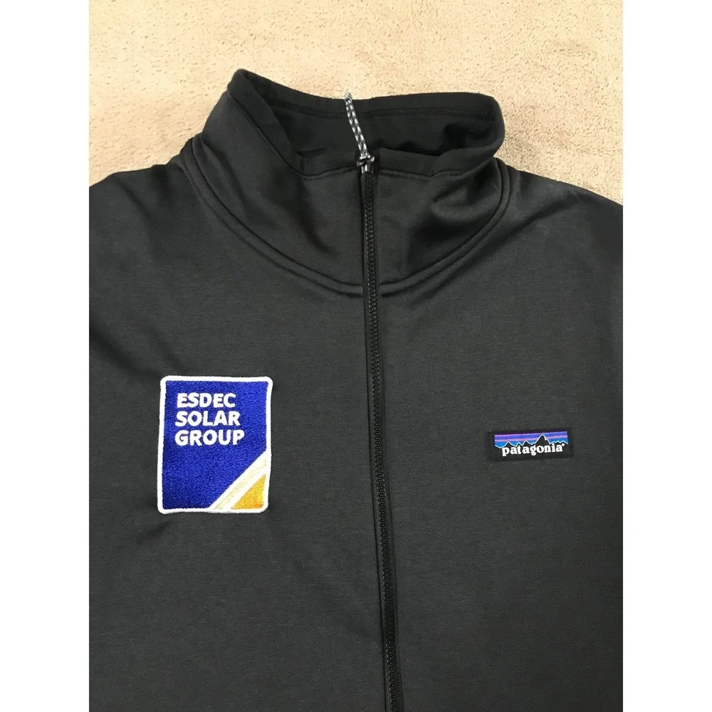 Patagonia R1 Daily Pullover 1/2 Zip‎ Men Size Medium Black Logo Esdec Solar EUC